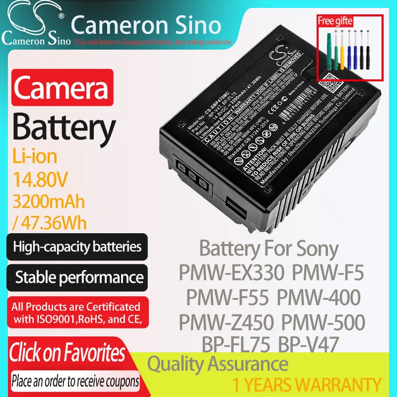 

CameronSino Battery for Sony PMW-EX330 PMW-F5 PMW-F55 PMW-400 PMW-Z450 PMW-500 fits RED SM-4230RC Digital camera Batteries Black