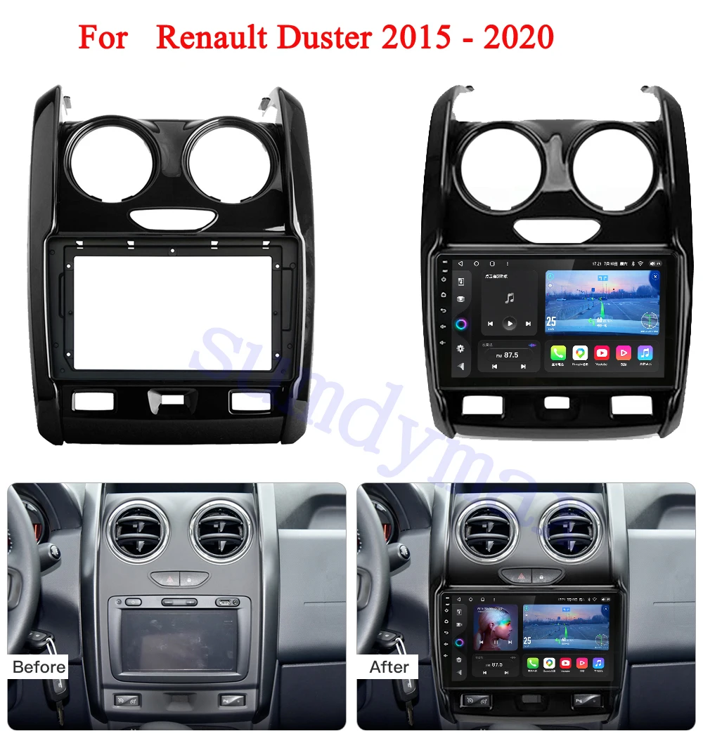 

9 Inch big screen 2 Din android Car Radio Fascia frame for RENAULT Dacia Duster 2014~2018 car panel Trim Dashboard Panel Kit