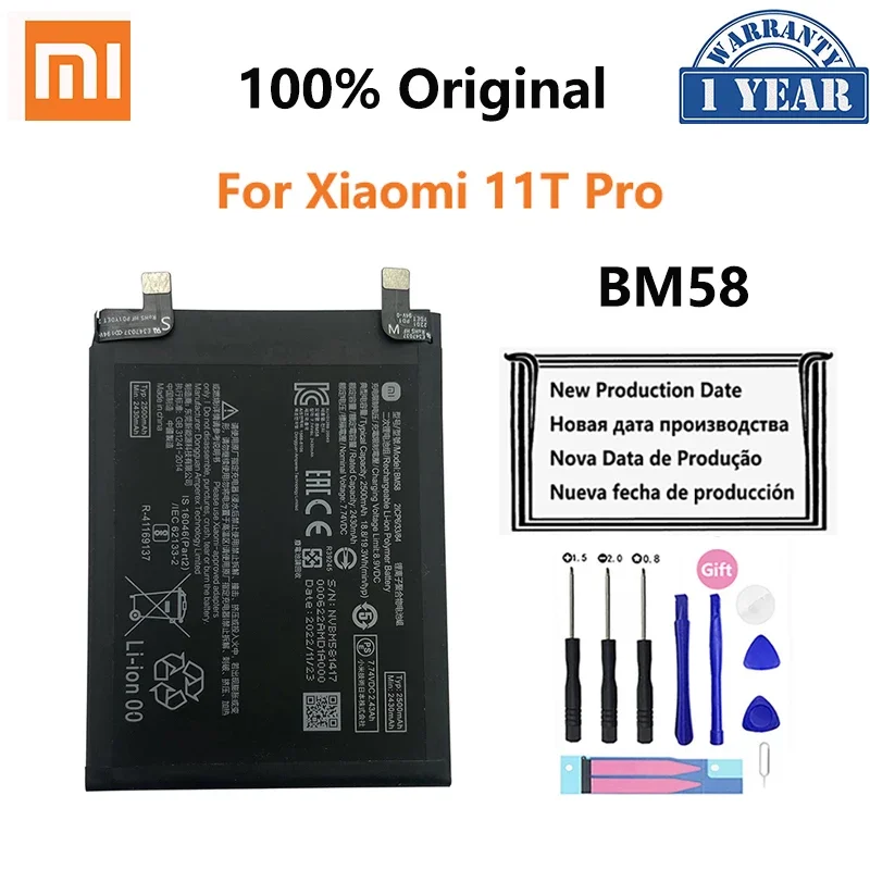 100% Original BM58 5000mAh Phone Battery For Xiaomi 11T Pro 11TPro Phone Replacement Batteries Bateria
100% Original BM58 5000mAh Phone Battery For Xiaomi 11T Pro 11TPro Phone Replacement Batteries Bateria