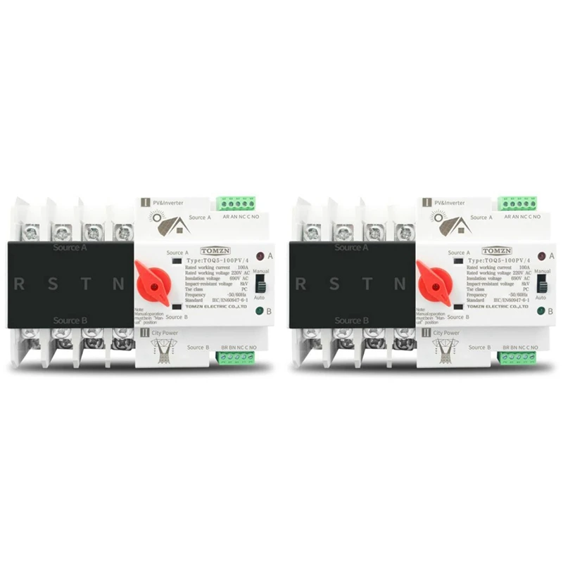 NEW-2X Din Rail 4P ATS Dual Power Automatic Transfer Switch Electrical Selector Switches Uninterrupted Power 100A
NEW-2X Din Rail 4P ATS Dual Power Automatic Transfer Switch Electrical Selector Switches Uninterrupted Power 100A