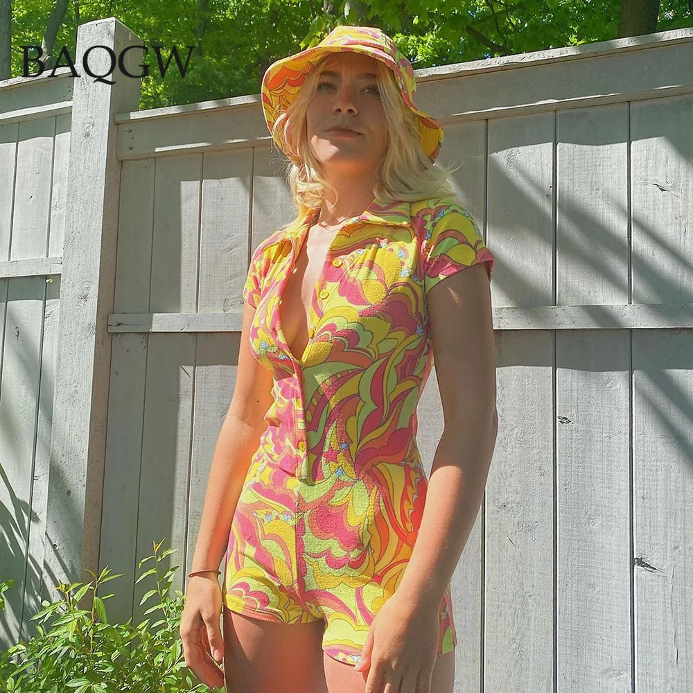 Color Block Summer Short Sleeve Romper Women Beach Sexy Single Breasted Party Playsuit Casual Print Overalls Fashion Outfits
Color Block Summer Short Sleeve Romper Women Beach Sexy Single Breasted Party Playsuit Casual Print Overalls Fashion Outfits
