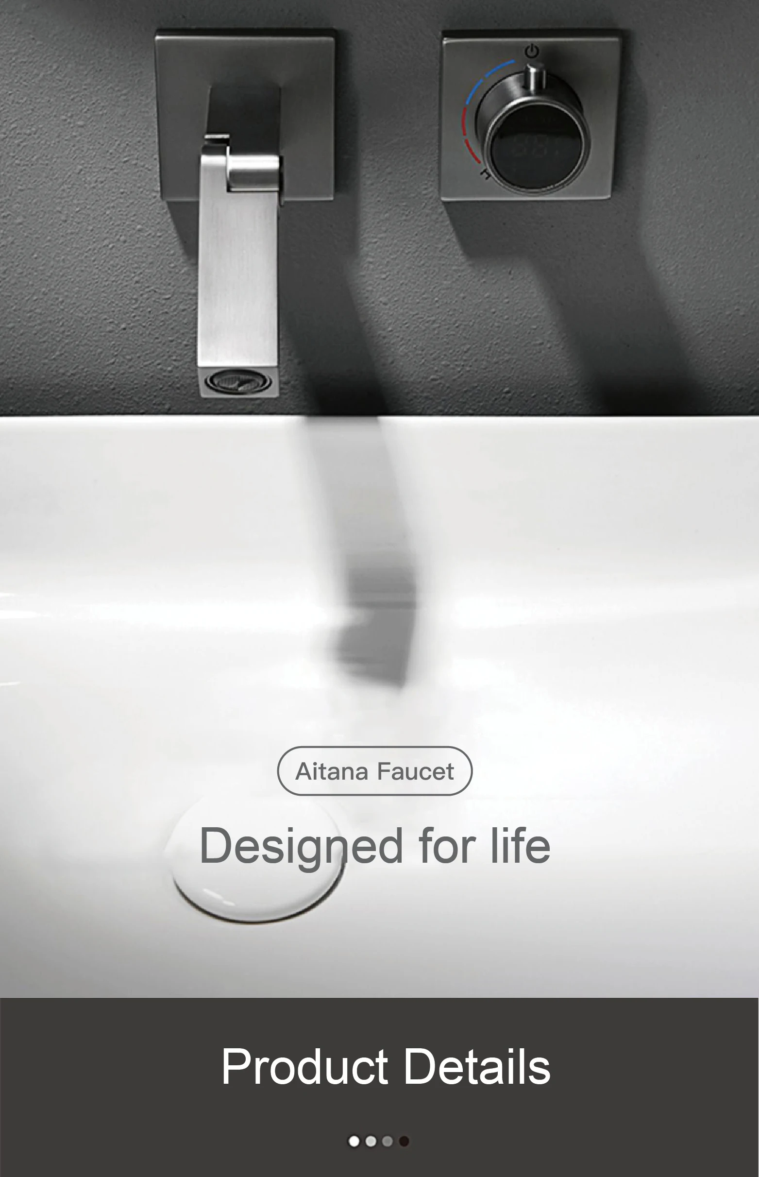 Luxury brass black bathroom faucet with wall mounted design Single handle constant temperature Cold & hot dual control basin Tap Luxury brass black bathroom faucet with wall mounted design Single handle constant temperature Cold & hot dual control basin Tap
