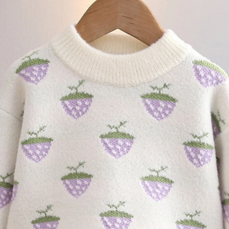 

Girls Sweater Wool Coat Kids Tops Knitting 2023 Princess Thicken Warm Winter Autumn Cottons Teenagers Outwear Children's Clothin