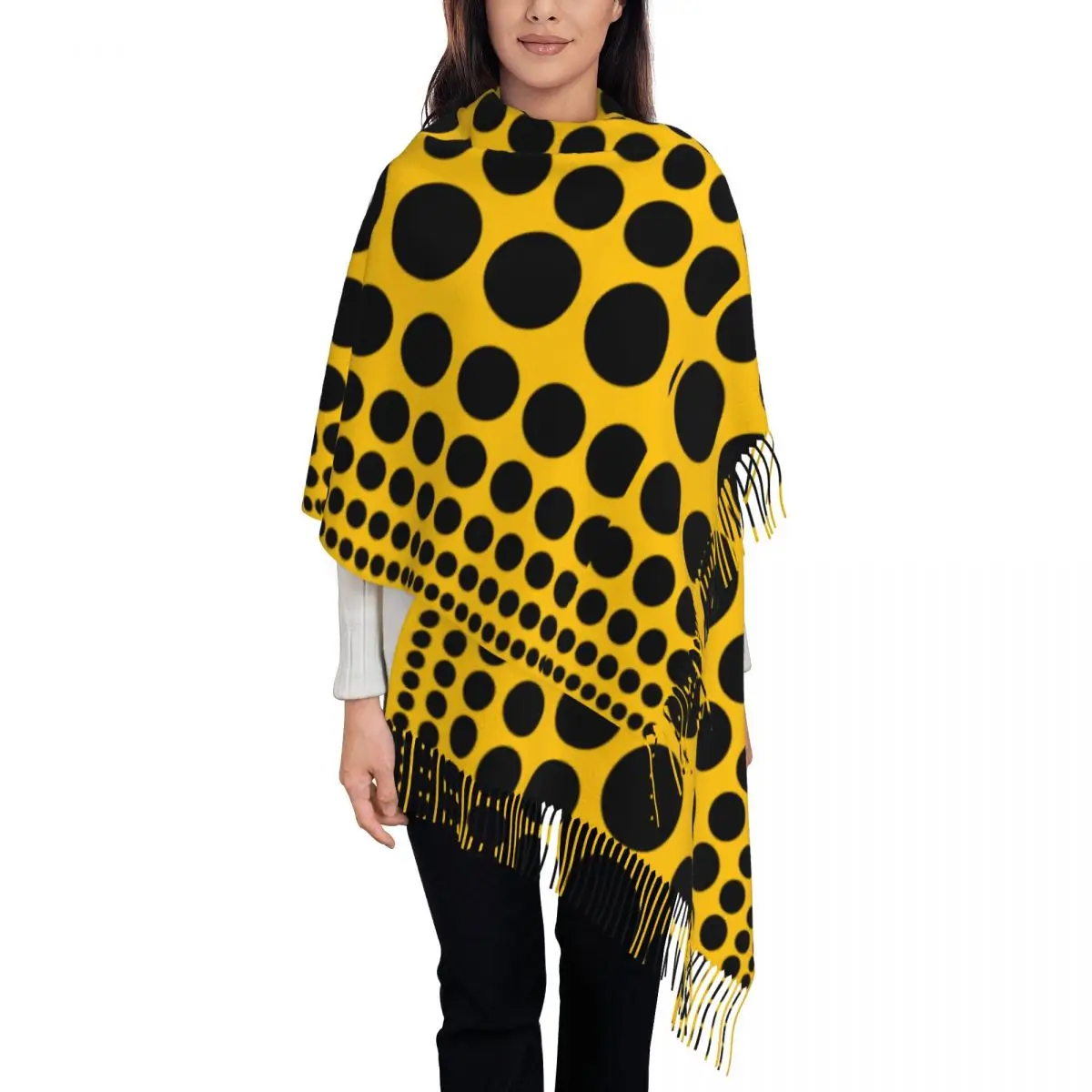 

Infinity Polka Dots Scarf for Women Warm Winter Cashmere Shawls and Wrap Yayoi Kusama Large Shawl Scarf Ladies