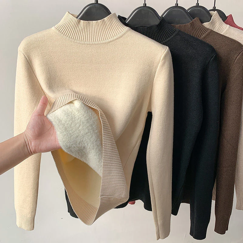 Women Winter Thicken Plus Velvet Turtleneck Sweaters Warm Knitted Pullover Tops Casual Fleece Lined Knitwear Jumper
Women Winter Thicken Plus Velvet Turtleneck Sweaters Warm Knitted Pullover Tops Casual Fleece Lined Knitwear Jumper