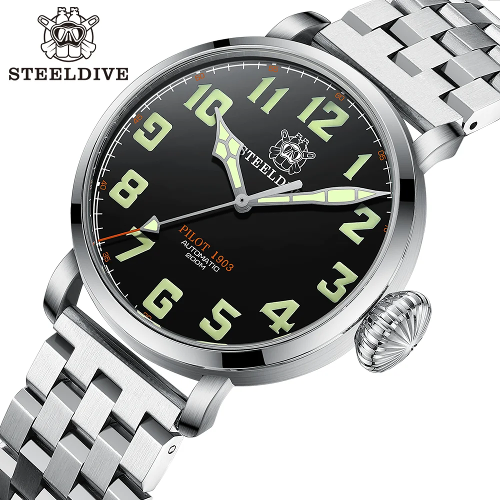 

STEELDIVE Brand SD1903 Polished 46.5MM Stainless Steel Case NH35 Automatic Mechanical Men Watches Luxury C3 Luminous Sapphire