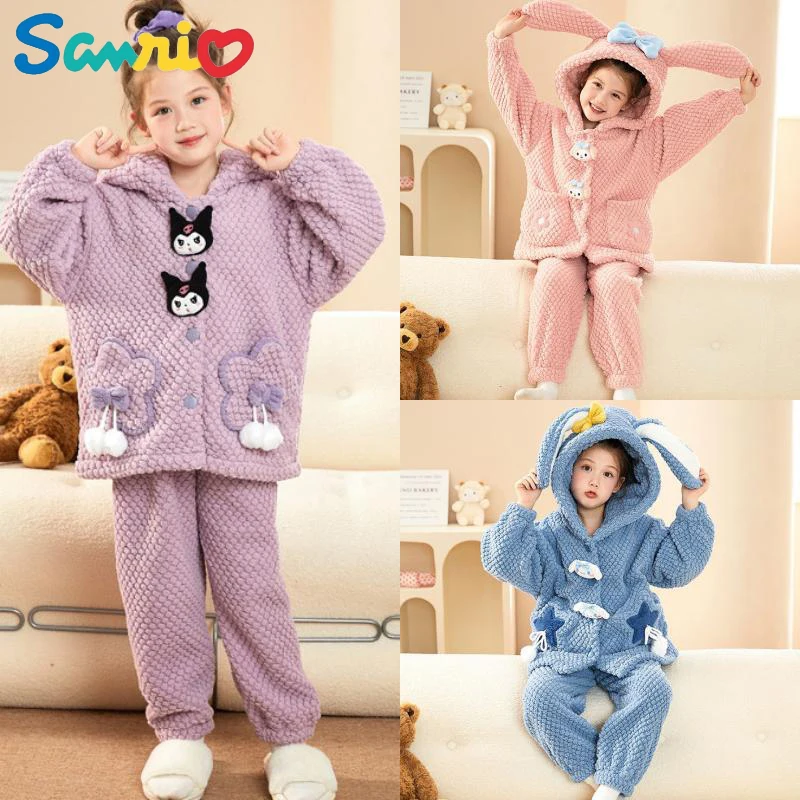 Sanrios My Melody Cinnamoroll Kuromi Hellokittys Boy Girls Flannel Pajamas Autumn Winter Velvet Thickened Baby Kids Home Clothes
Sanrios My Melody Cinnamoroll Kuromi Hellokittys Boy Girls Flannel Pajamas Autumn Winter Velvet Thickened Baby Kids Home Clothes