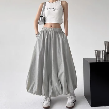 Saia de Brim Branca Casual Coreana: O Estilista Must-Have para o Verão 8 Women's White Skirt Harajuku Streetwear Y2k Long Skirt Korean Vintage A-line Skirts 90s 2000s Fashion Clothes 2024 New