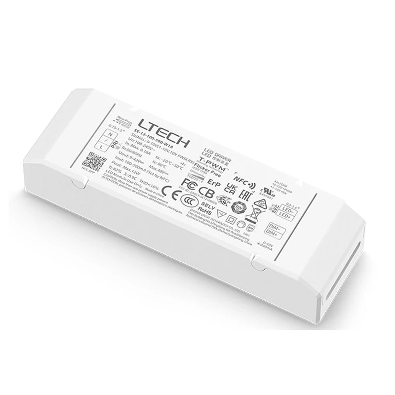 

LTECH New Led 0-10V Dimming Driver AC100V-240V 12W 20W 30W 40W 100mA 350mA 700mA-1050mA Output CC Constant Current NFC PWM RX