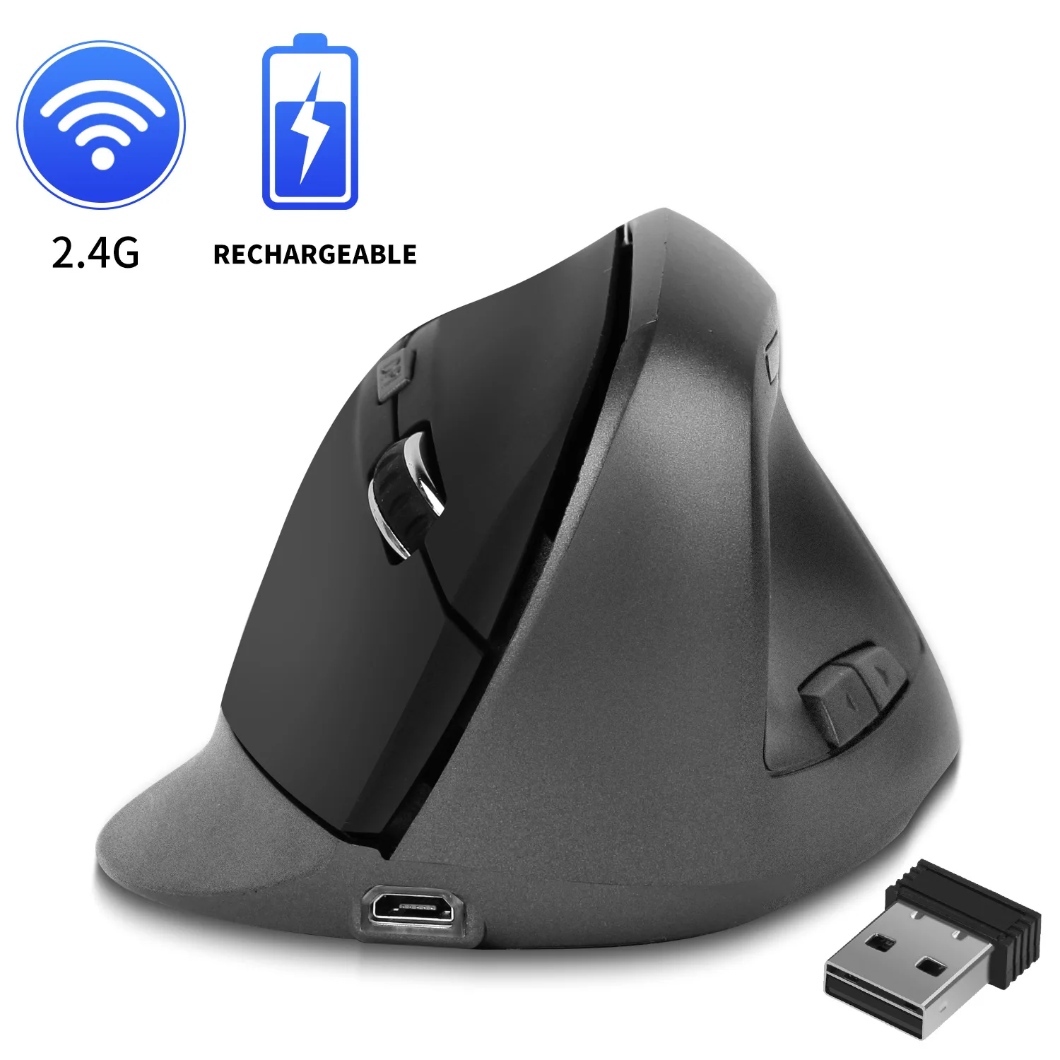 New USB Rechargeable Wireless Mouse 2.4GHz Vertical Gaming Mouse 1200 1400 1600 DPI Ergonomic Computer Mice for PC Laptop Office
New USB Rechargeable Wireless Mouse 2.4GHz Vertical Gaming Mouse 1200 1400 1600 DPI Ergonomic Computer Mice for PC Laptop Office