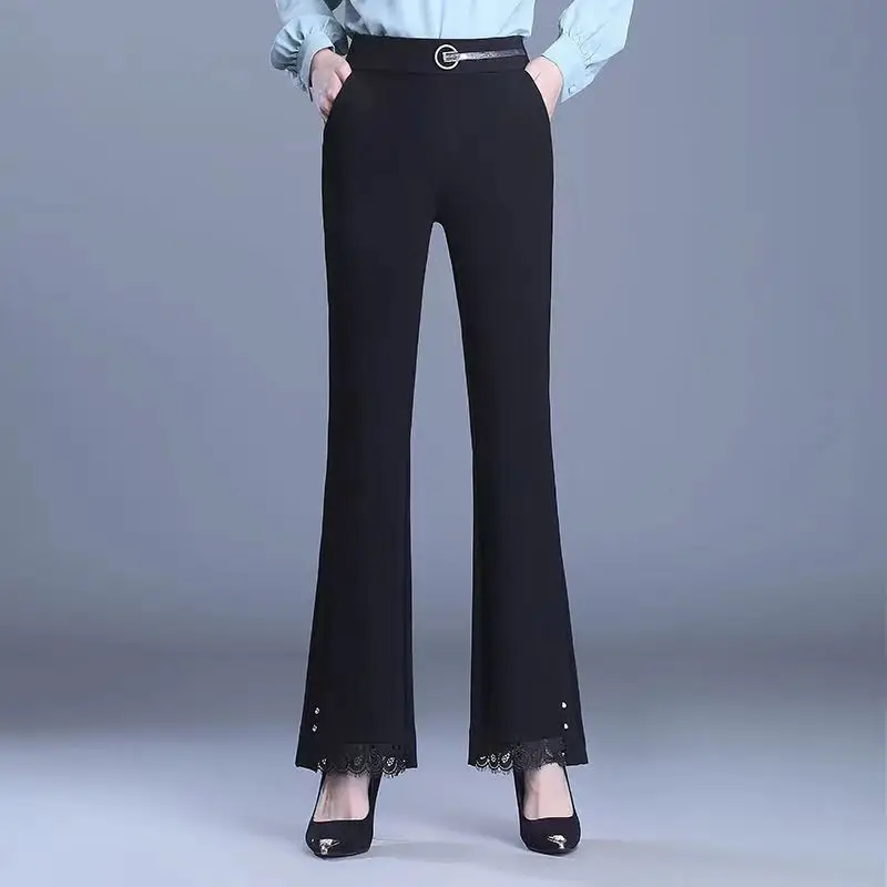 Korean Fashion Women Black Flare Pants Spring Autumn New Slim Elastic High Waist Simple Patchwork Lace Casual All-match Trousers
Korean Fashion Women Black Flare Pants Spring Autumn New Slim Elastic High Waist Simple Patchwork Lace Casual All-match Trousers