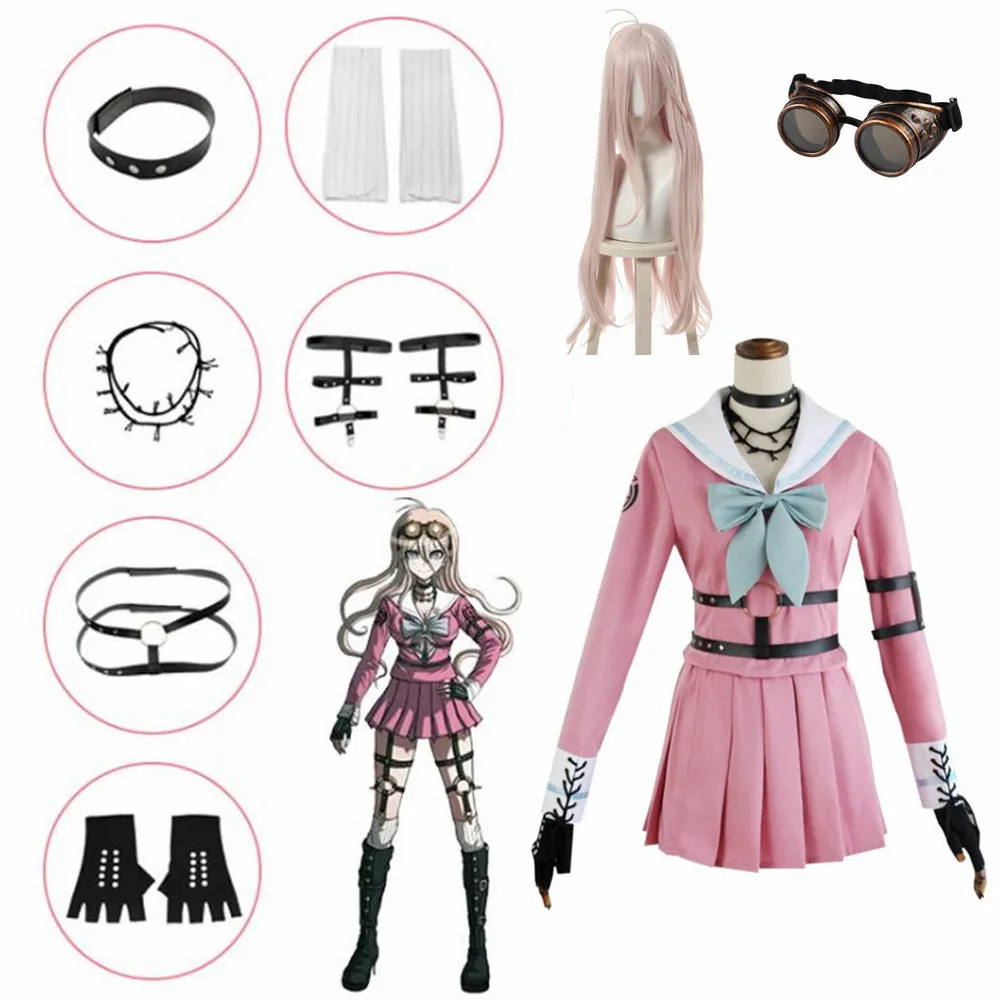 

Anime Danganronpa V3 Killing Harmony Iruma Miu Cosplay Costume Wig Glasses Women Uniform Dress Halloween Costumes