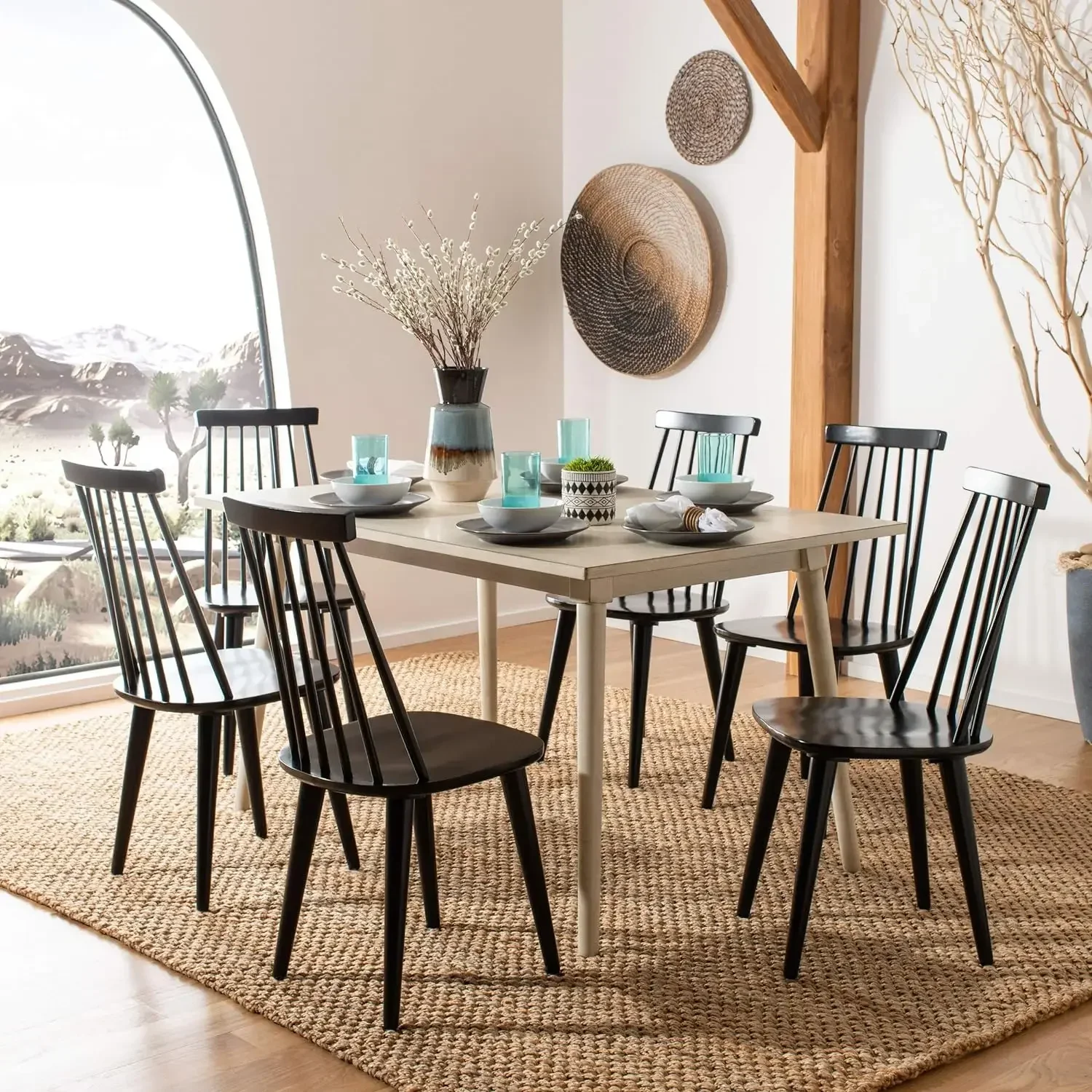 American Homes Collection Burris Country Farmhouse Wood Black Spindle Side Chair (Set of 2)
American Homes Collection Burris Country Farmhouse Wood Black Spindle Side Chair (Set of 2)