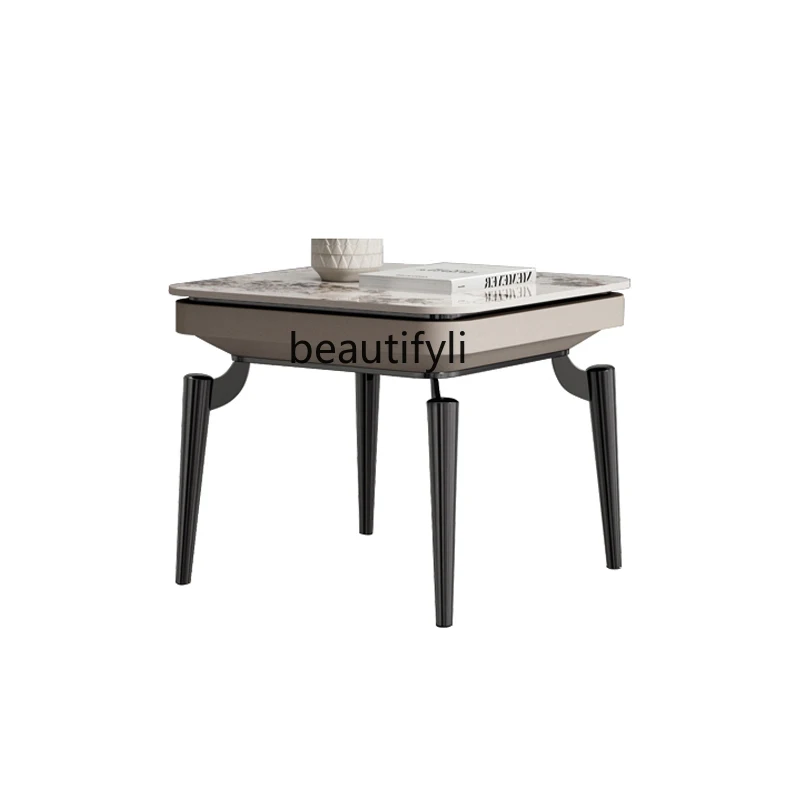 

Роскошный каменный столик для дивана, боковой столик для гостиной, маленький круглый чайный столик, современный минималистичный креативный квадратный Угловой Столик