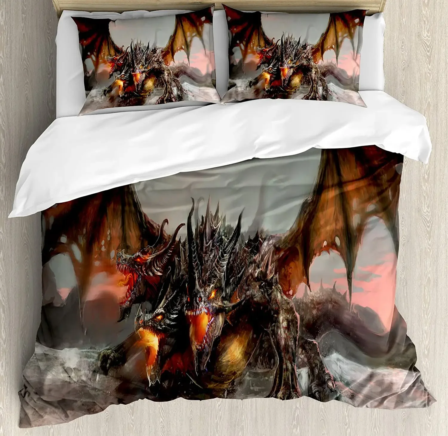 Fantasy World Bedding Set For Bedroom Bed Home Illustration of Three Headed Fire Breathing Duvet Cover Quilt Cover Pillowcase
Fantasy World Bedding Set For Bedroom Bed Home Illustration of Three Headed Fire Breathing Duvet Cover Quilt Cover Pillowcase