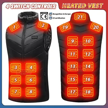 남녀공용 자체 발열 조끼, 발열 재킷, 오토바이 보온 USB 재킷, 따뜻한 의류, 낚시 겨울, 21 개 구역 상품 이미지