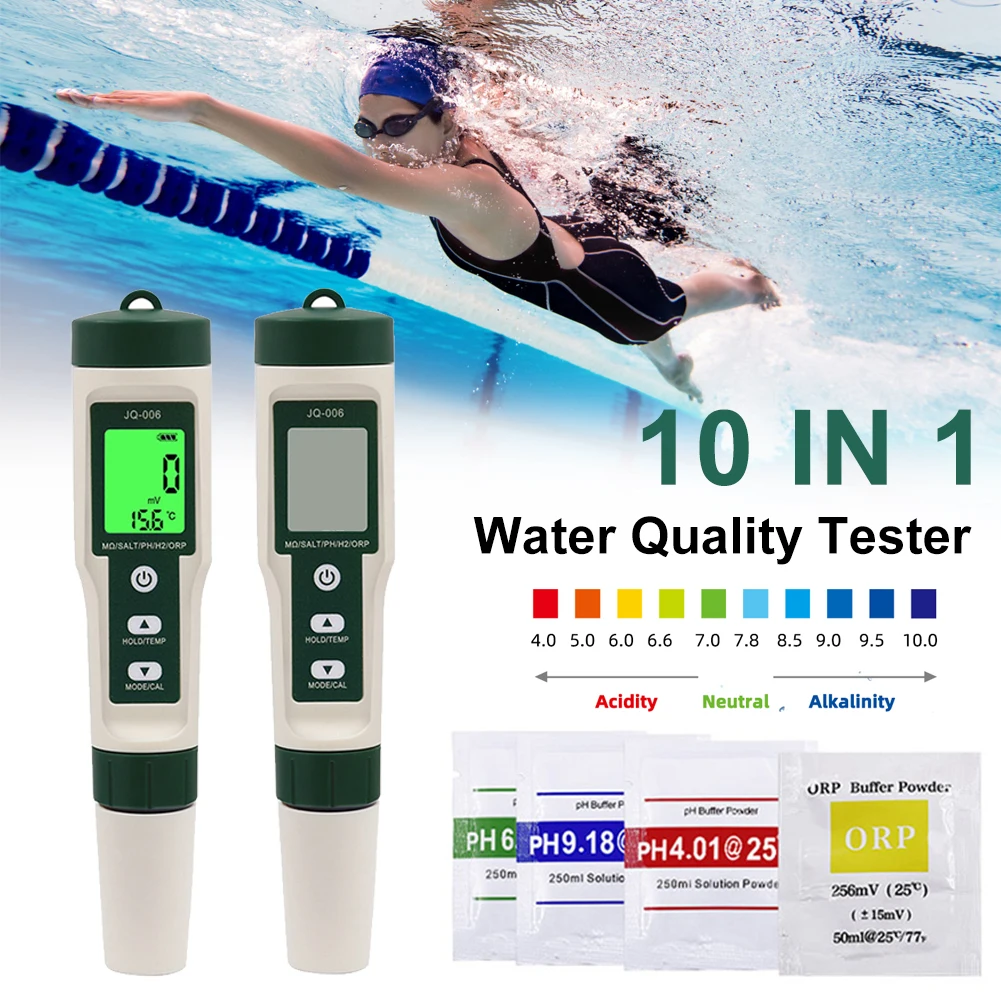 Portable Water Quality Tester 10 In 1PH/TDS/SALT/SG/ORP/EC/Hydrogen/Resistivity/TEMP/Nutrient For Aquarium Swimming Pools
Portable Water Quality Tester 10 In 1PH/TDS/SALT/SG/ORP/EC/Hydrogen/Resistivity/TEMP/Nutrient For Aquarium Swimming Pools
