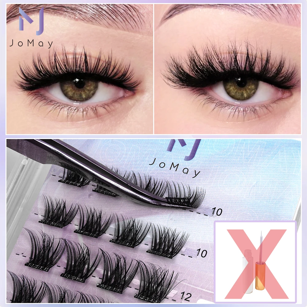 

Self Adhesive Eyelashes Reusable Press On Self Stick Cluster Lashes Kit No Glue Needed Soft and Natural Individual Lash For Diy