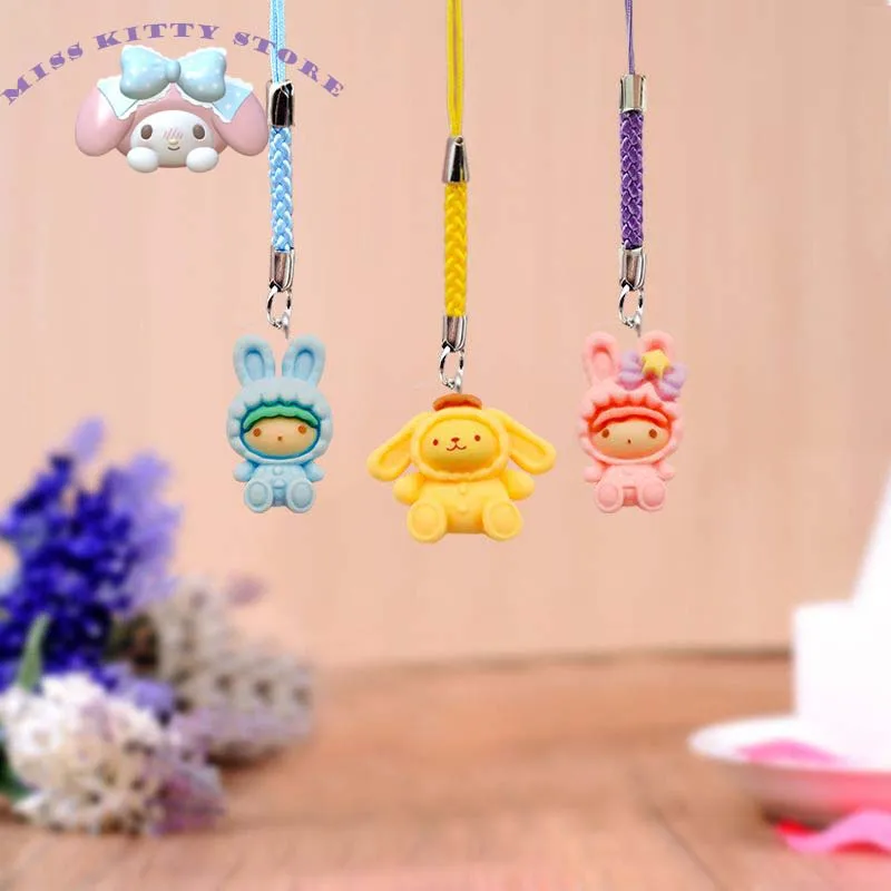 

Sanrio Cinnamoroll Purin Mymelody Hellokitty Cartoon Cute Baby Mobile Phone Lanyard Girl Bag U Disk Key Chain Pendant for Lovers