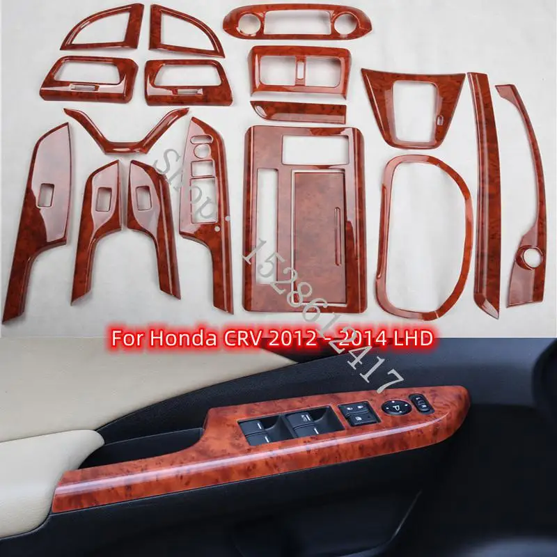 

For Honda CRV CR-V 2012 - 2014 LHD Car Accessories Decoration Stickers ABS Wood Grain Steering Whee Air Center Console Panel