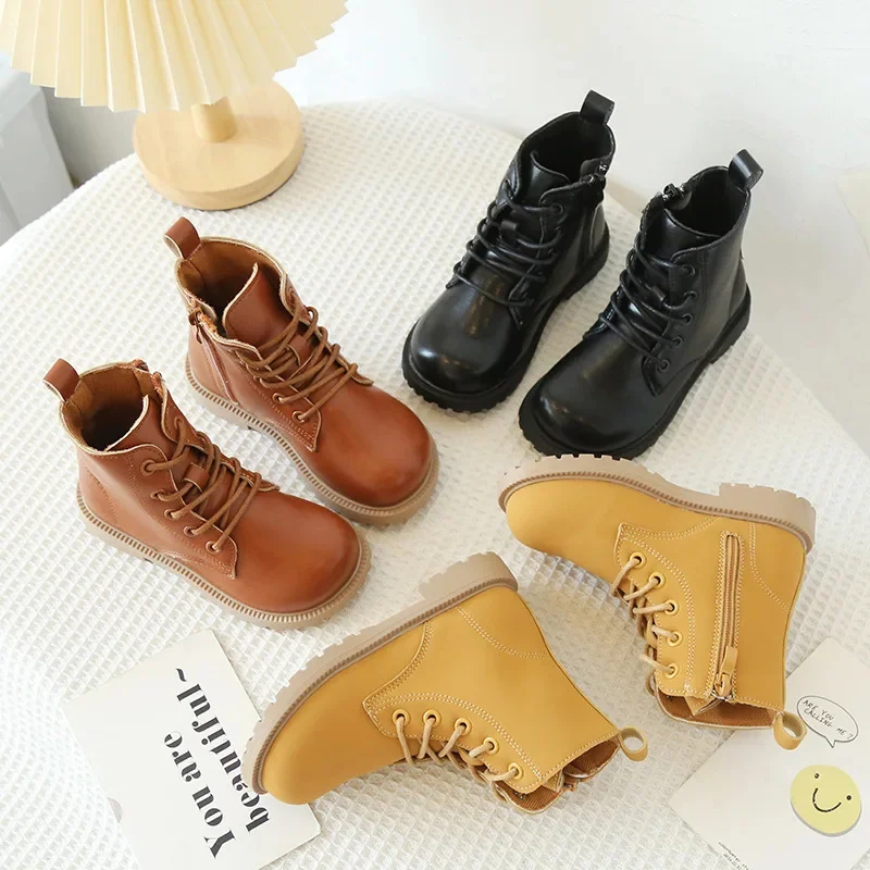2023 Spring Autumn Kids Boots Side Zipper Lace-up Boys Leather Boots Working Waterproof Shoes Girls Ankle Boots Size 21-30
2023 Spring Autumn Kids Boots Side Zipper Lace-up Boys Leather Boots Working Waterproof Shoes Girls Ankle Boots Size 21-30