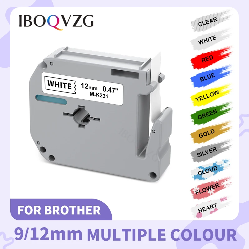 

IBOQVZG 9/12mm for Brother MK-231 M-K231 MK-221 MK-131 MK-531 MK-631 MK-621 Label Tape MK231 MK221 for Brother P touch Labeller