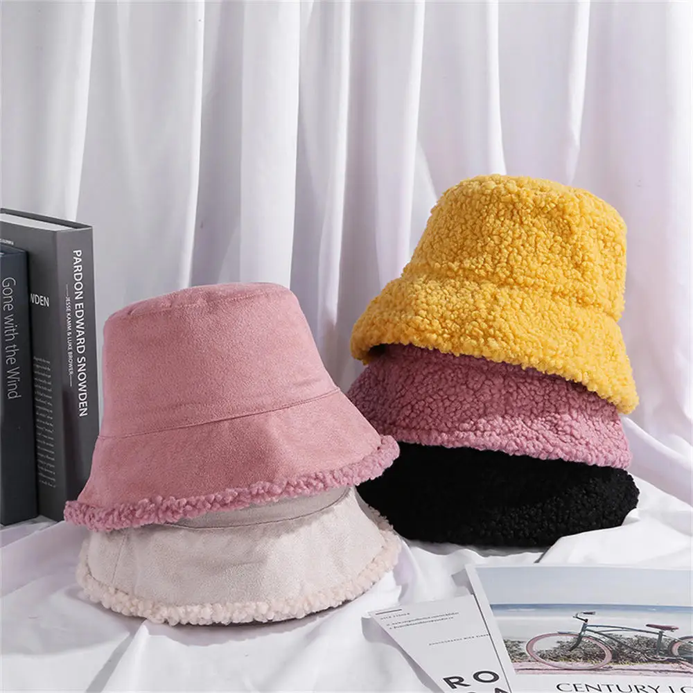 Winter Double-sided Wearing Lamb Wool Hat Woman Solid Fleece Warm Fisherman Hats Female New Casual Cashmere Basin Cap Bucket Hat
Winter Double-sided Wearing Lamb Wool Hat Woman Solid Fleece Warm Fisherman Hats Female New Casual Cashmere Basin Cap Bucket Hat