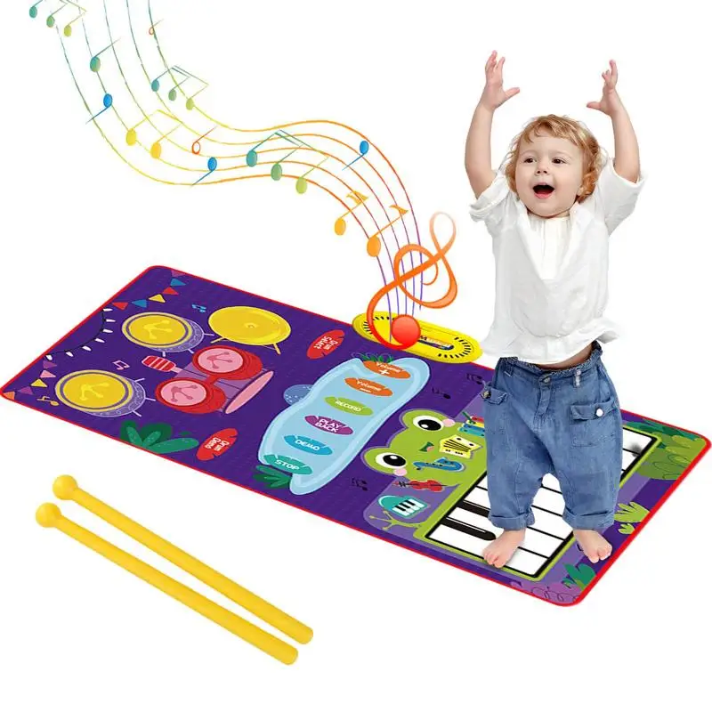 

Floor Piano Mat For Kids Kid's Touch Playmat Toys With Drum Home Music Touch Play Mat For Over 3 Years Old Boys And Girls