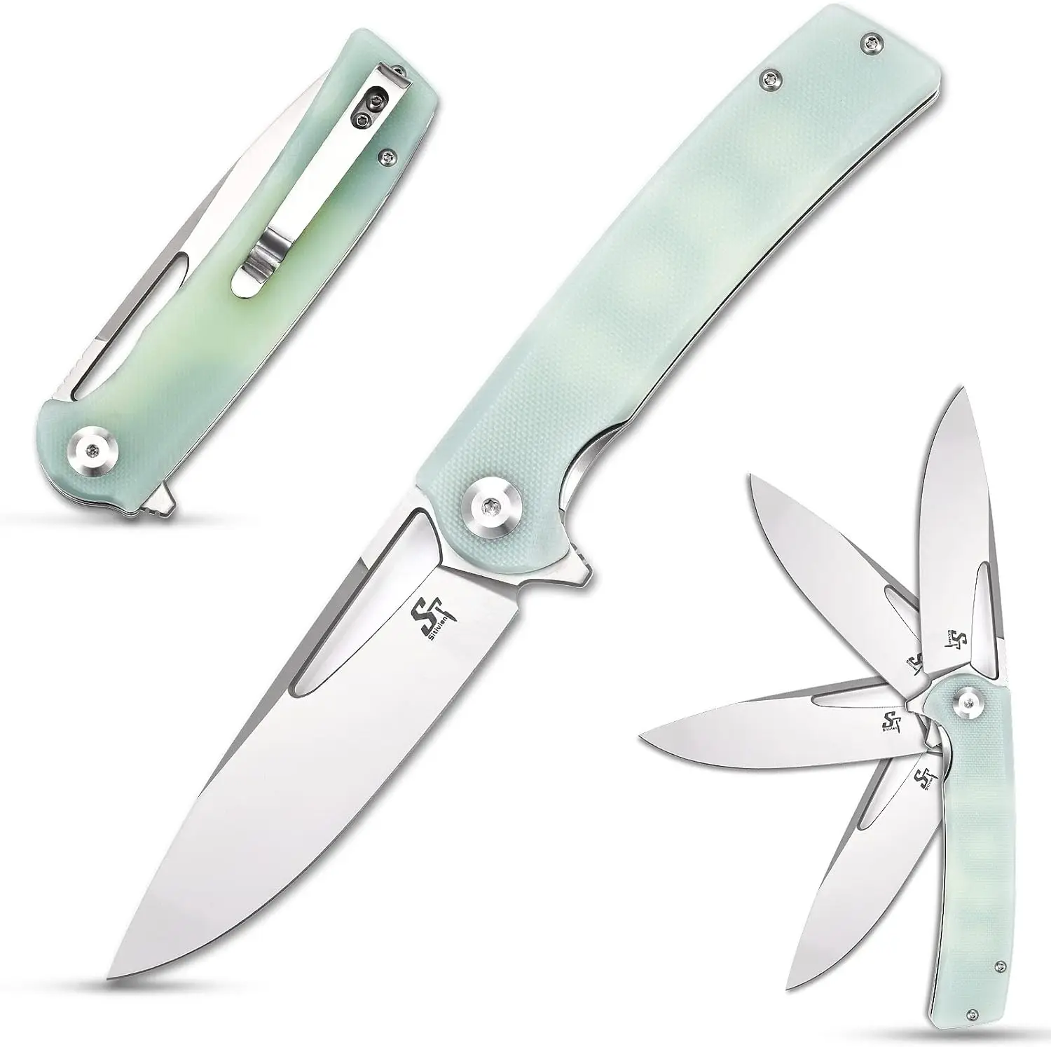 

Sitivien ST126 Folding Knife D2 Steel Blade G10 Handle EDC Flipper Pocket Knifes for Working Camping Hiking Survival Collection
