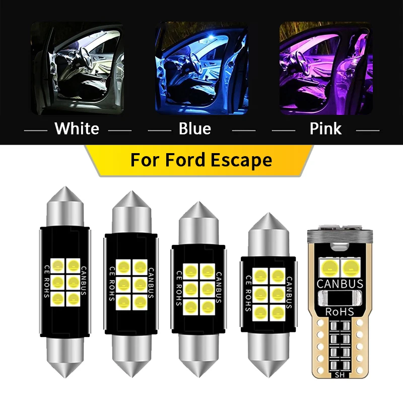 

12pcs White Canbus LED Bulb Car Interior Light Kit For Ford Escape 2001 2002 2003 2004 2005 Courtesy Cargo Map Dome License Lamp