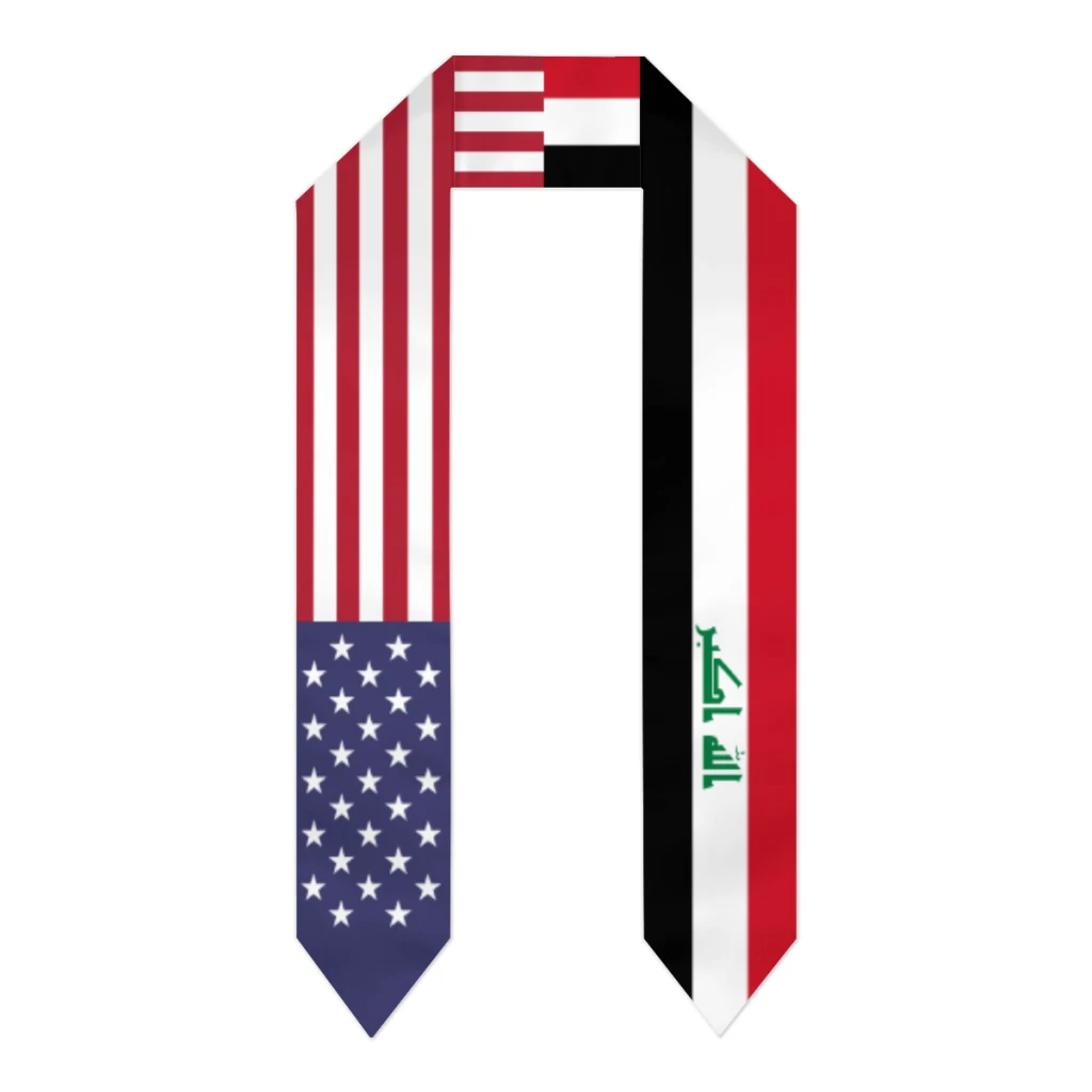Graduation Sash Iraq & USA United States Flag Stole Shawls Graduate Wraps Scraf International Student Pride Gifts 
Graduation Sash Iraq & USA United States Flag Stole Shawls Graduate Wraps Scraf International Student Pride Gifts