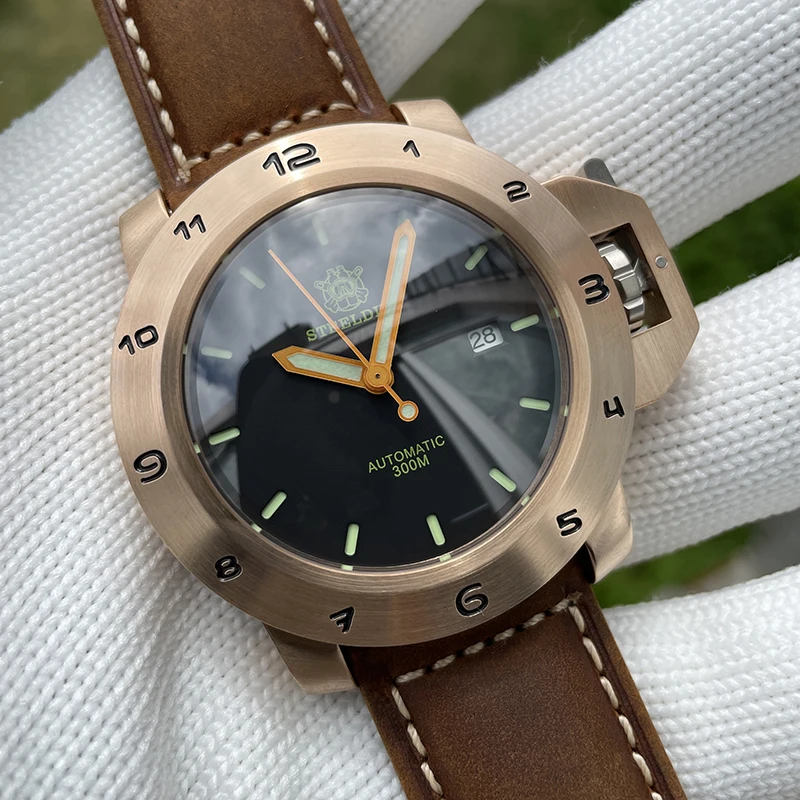 

Steeldive Men Automatic Watch 47mm Bronze Luxury Mechanical Wristwatch Diver 30ATM Waterproof C3 Luminous Sapphire NH35 Sport