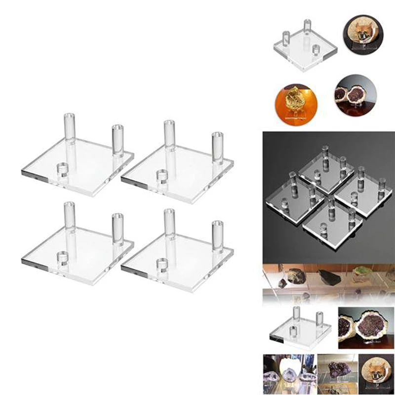 

Acrylic Display Holder 4 PCS Clear Display Easel Stands For Fossil Coral Geodes Rock Mineral Agate Small Collectibles
