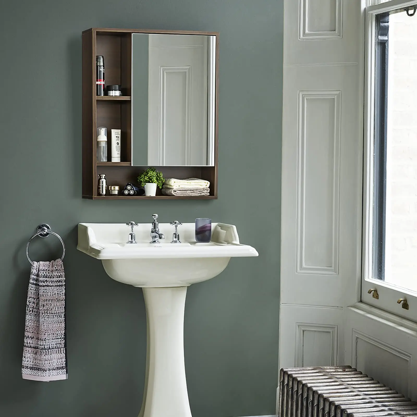 Bathroom Wall Mirror Cabinet - Medicine Cabinet with Single Door and Adjustable Shelf, Over The Toilet, Walnut
Bathroom Wall Mirror Cabinet - Medicine Cabinet with Single Door and Adjustable Shelf, Over The Toilet, Walnut
