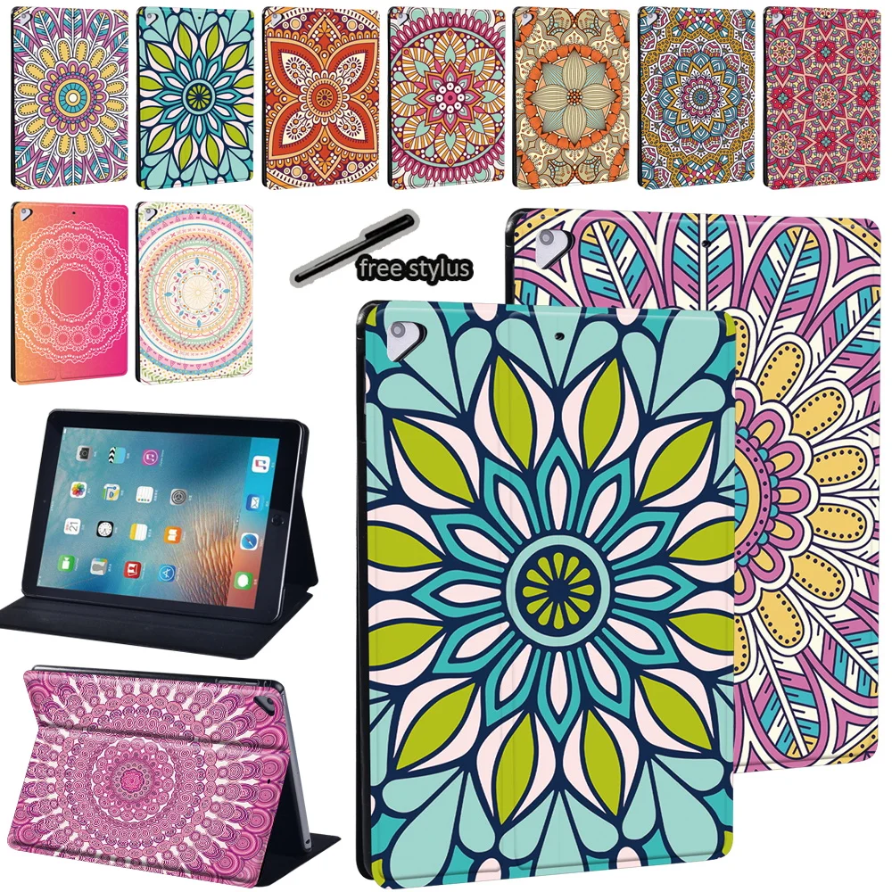 

Mandala Print Series Pattern Tablet Case for IPad Air 1/2 /Air 3 10.5" 2019/Air 4 2020 10.9" PU Leather Stand Folio Cover+Stylus