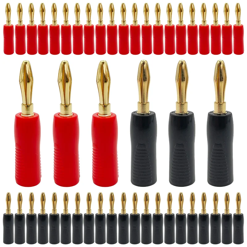 

10/40/200PCS 4mm Speaker Banana Plug Horn Speakers Banana Connector for Audio Video Speaker Cable Gold Plated Adapter