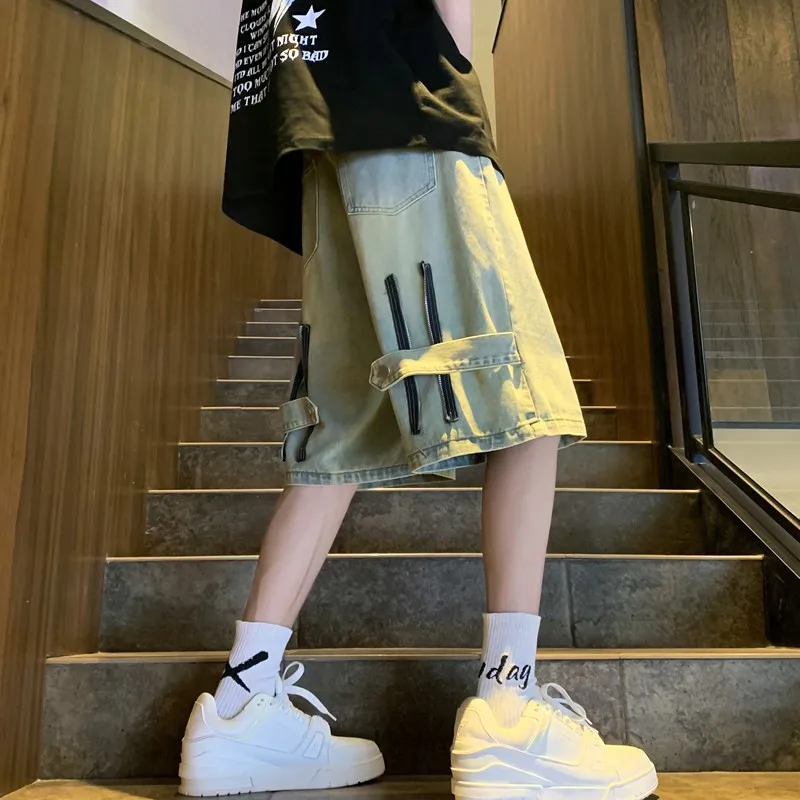 2023 Summer New Korean Street Hip-hop Men's Blue Denim Loose Casual Shorts Washed Comfortable Casual Vintage Short Jeans C26
2023 Summer New Korean Street Hip-hop Men's Blue Denim Loose Casual Shorts Washed Comfortable Casual Vintage Short Jeans C26