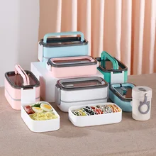 Korean-style Sealed Compartmented Plastic Multi-layer Bento Can Be Microwave Heated Double Handle Insulated Lunch Box
Korean-style Sealed Compartmented Plastic Multi-layer Bento Can Be Microwave Heated Double Handle Insulated Lunch Box