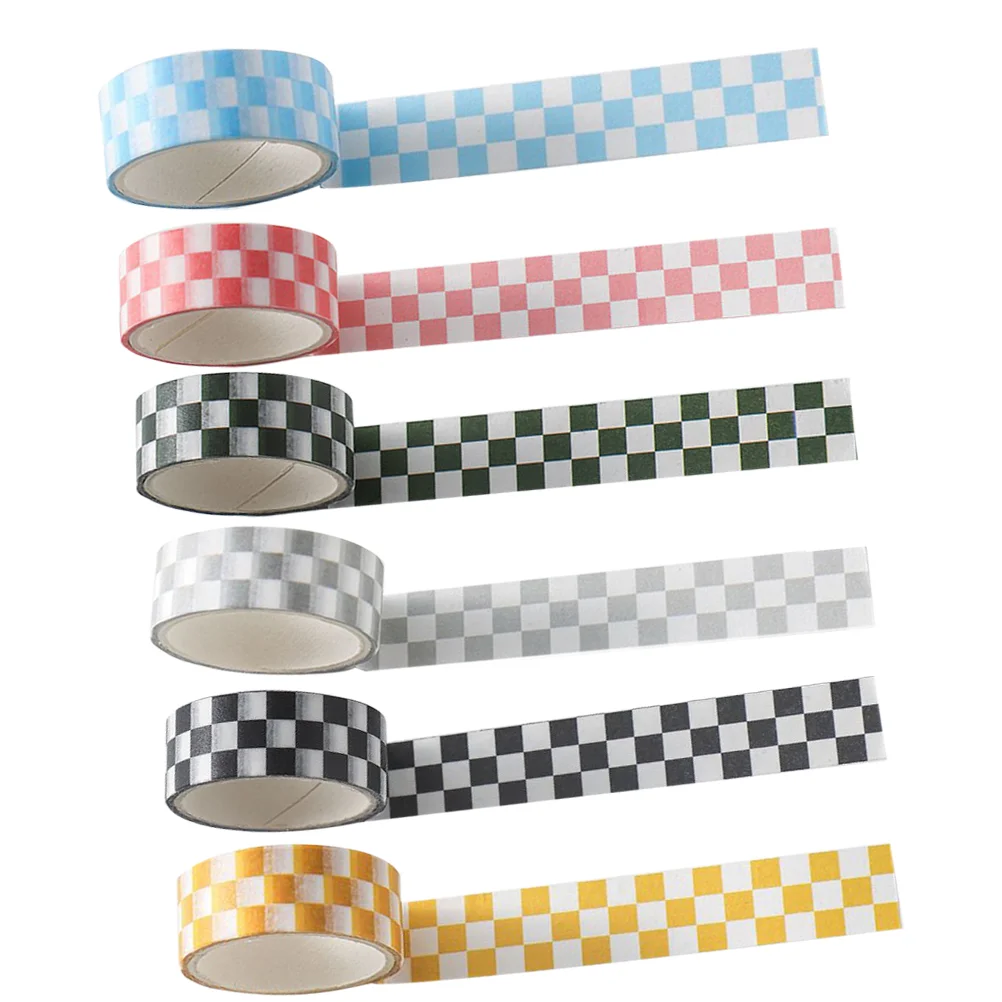 

6 Rolls Scrapbooking Grid Washi Tape DIY Tapes Plaid Decorative Adhesive Crafts Japanese Paper Aesthetic Colored