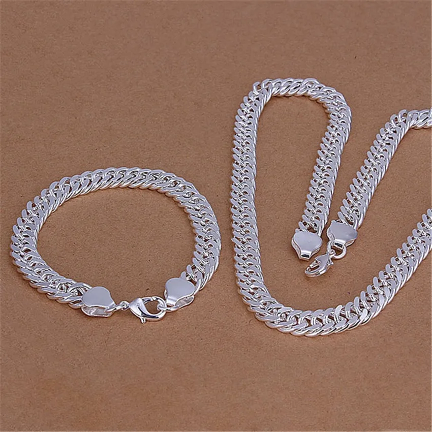 Charm 925 Sterling Silver Bracelets Necklace Jewelry Set Classic Men 10MM Chain 20/24 Inch Fashion Wedding Party Christmas Gifts
Charm 925 Sterling Silver Bracelets Necklace Jewelry Set Classic Men 10MM Chain 20/24 Inch Fashion Wedding Party Christmas Gifts