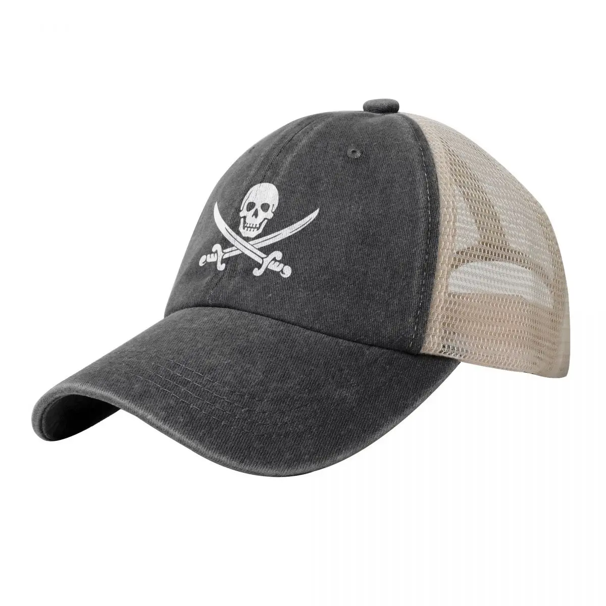 

Pirate Skull Cross Swords Cowboy Mesh Baseball Cap Golf Cap Snapback Cap Golf Wear Sunhat Hats Woman Men's
