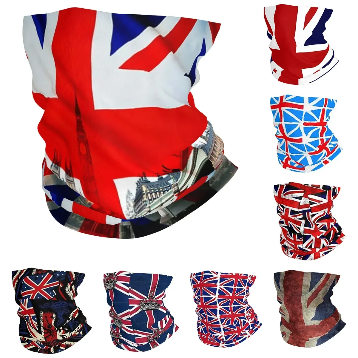 

British Flag Union Jack Bandana Neck Gaiter Print UK United Kingdom Wrap Scarf Multi-use Cycling Riding Unisex Adult