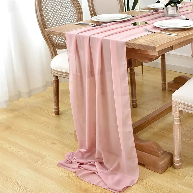 

Chiffon Table Runner 30*300cm Romantic Boho Table Runner for Wedding Birthday Party Bridal Valentine's Day Table Decoration