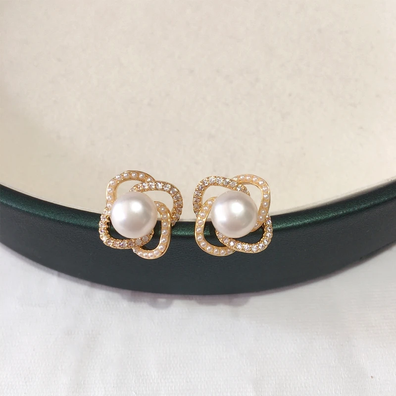 

ZHBORUINI 2023 New 14K Gold Plated Natural Pearl Earrings 925 Silver Ear Needle Stud Earrings For Women Jewelry Gift Wholesale