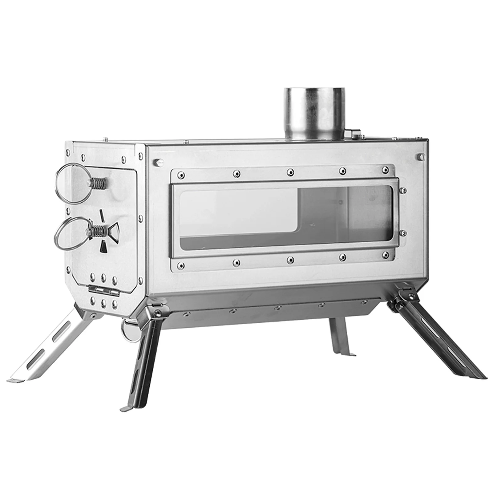 

Outdoor Stainless Steel Folding Tent Stove High Strength Heat Cold Resistance Portable Wood Burning Stove with Chimney Pipe