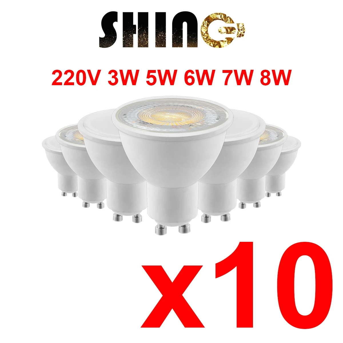 

10PCS LED Spotlight GU10 MR16 GU5.3 AC220V 3W-8W 38 120 degree high lumen warm white light replace 50W 100W halogen lamp