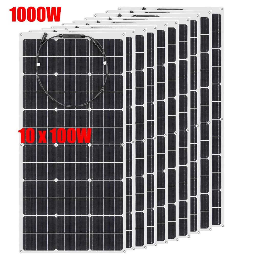

WUZECK Flexible Solar Panels 1-10pcs 100W Mono Solar Panel cells 200W 300W 400w - 1000W Power for 12V Battery RVs Boat home car