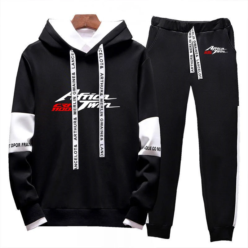 

Africa Twin Crf 1000 L Crf1000 Spring Autumn New Print Men Designe Fashion Quality Lace-up Suit Hoodie Sweatpants Two-piece Set