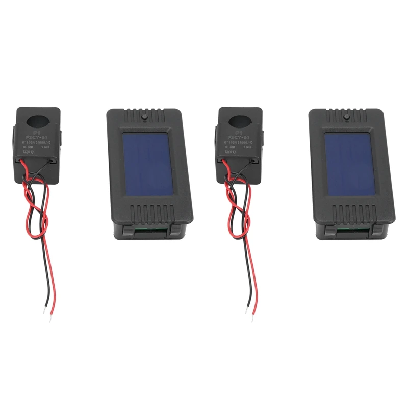 

4X Newest 6In1 220V 100A Single Phase Digital Panel Ampermeter Volt Watt Kwh Power Factor Meter With Split Ct