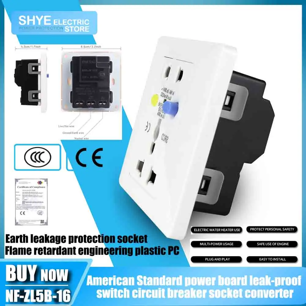 Power Bar American Home Appliance Controller Anti-Leakage Switch Button Indicator 16A 220V Circuit Breaker Socket Converter
Power Bar American Home Appliance Controller Anti-Leakage Switch Button Indicator 16A 220V Circuit Breaker Socket Converter